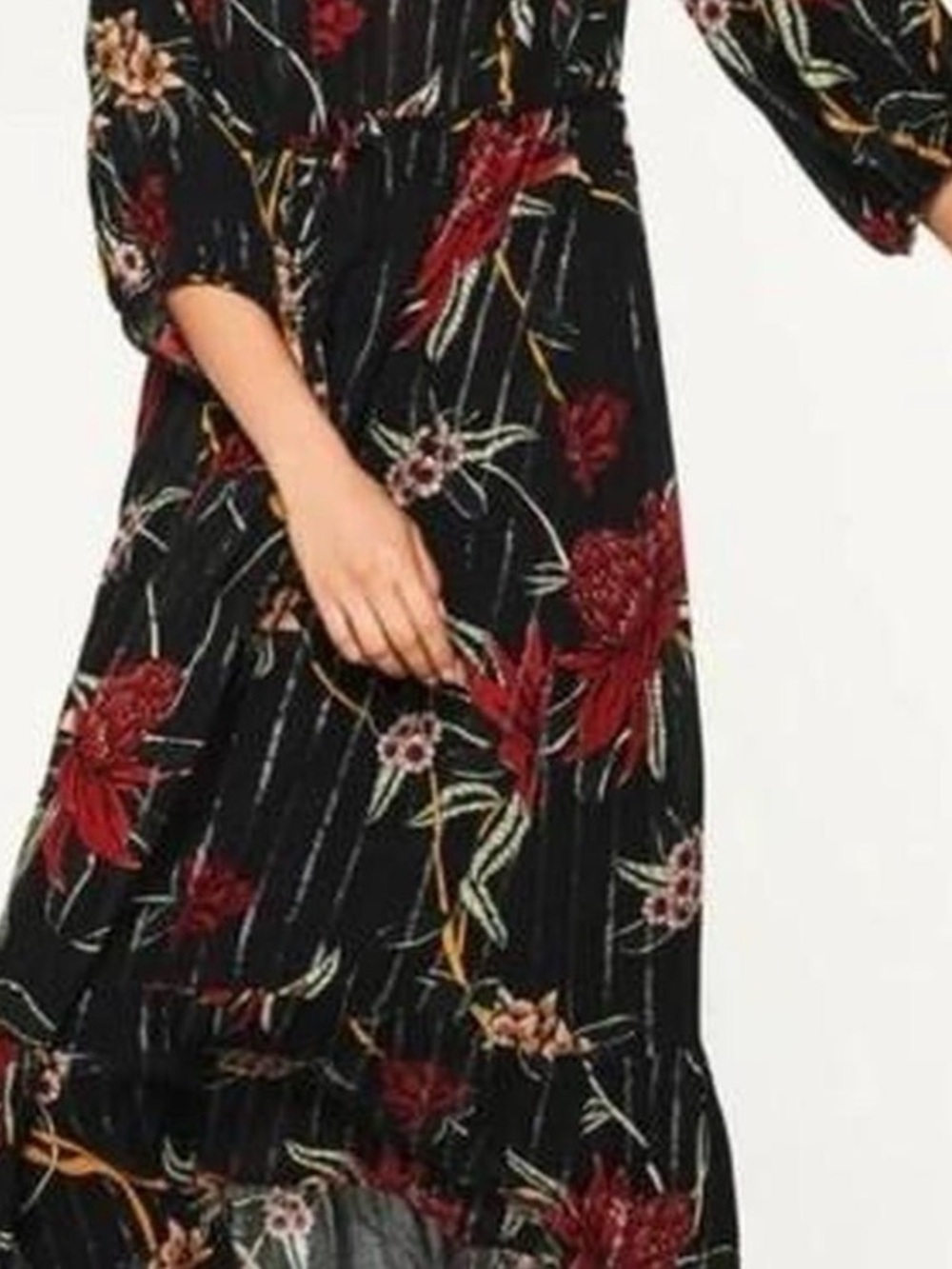 ba&sh "Patty" Black Floral Metallic Midi Dress – Size Small - Picture 6 of 9